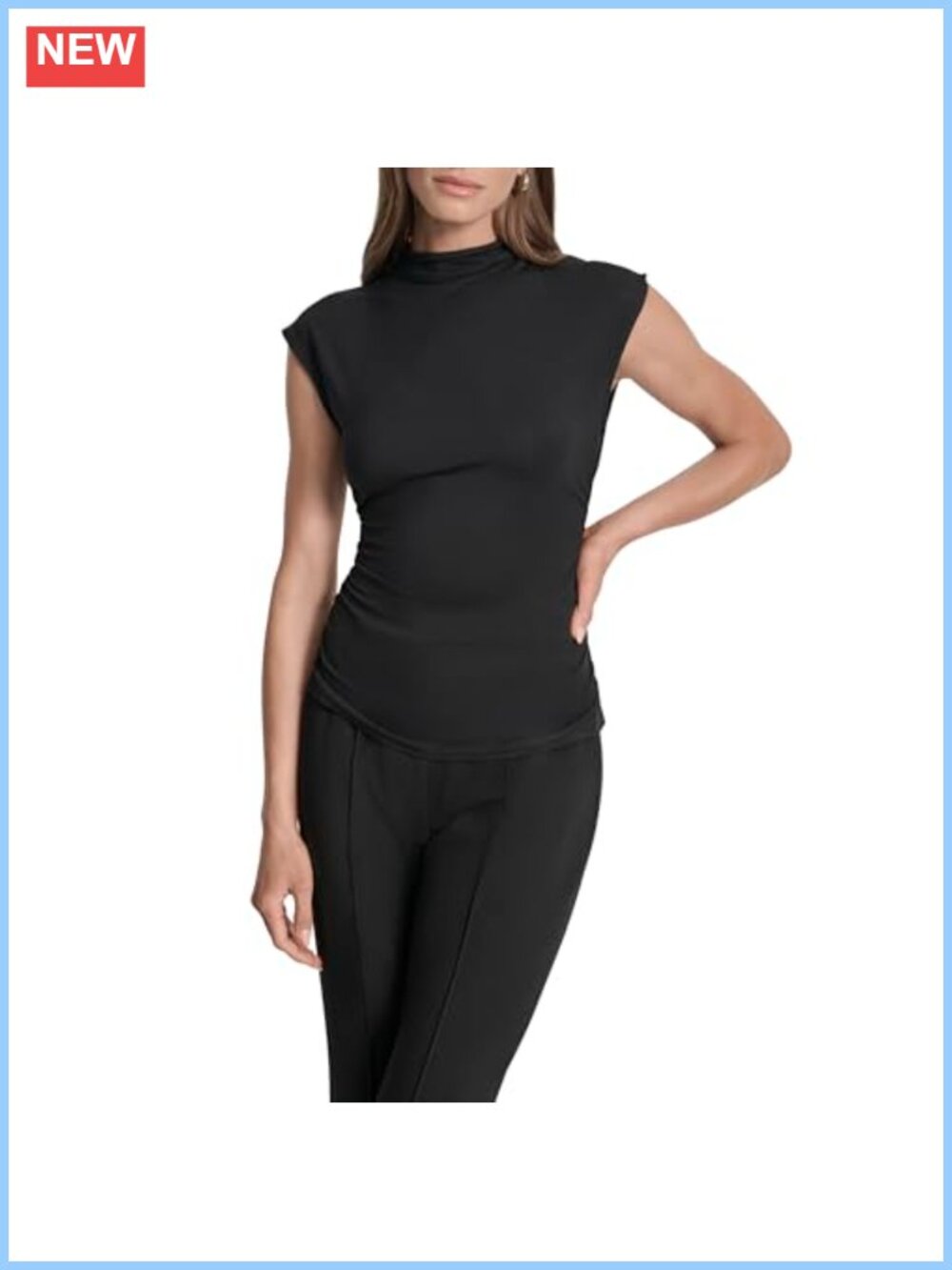 Sleeveless Mock Neck Blouse Regular Fit Pullover Women's Top